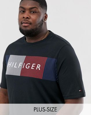 Tommy Hilfiger - Big & Tall - T-shirt met groot vlaglogo in zwart