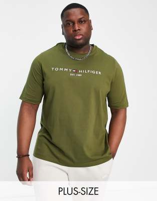 Tommy Hilfiger - Big & Tall - T-shirt met klassiek logo in donkergroen