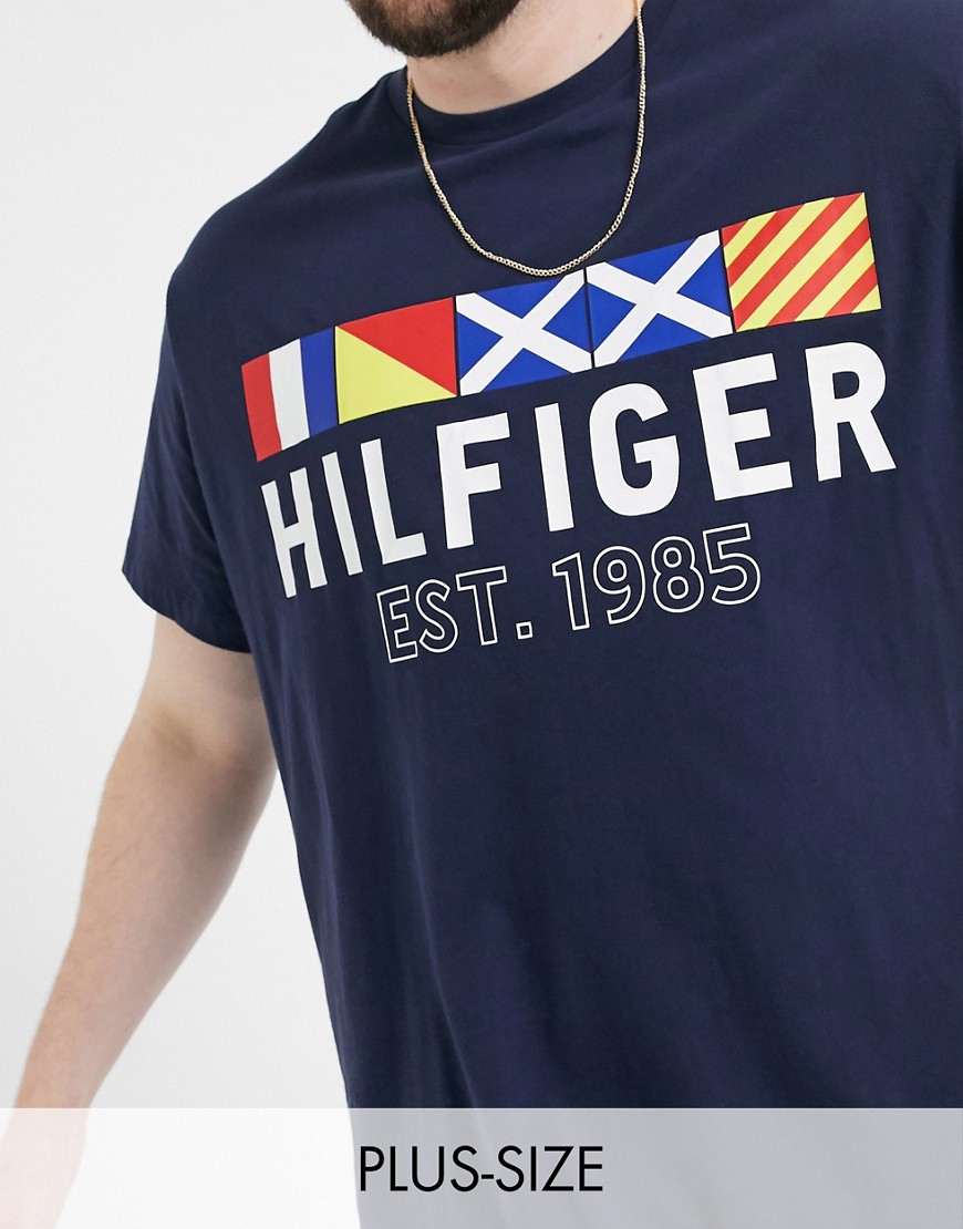 Tommy Hilfiger Big & Tall - T-shirt met ronde hals en logo in navy-Marineblauw