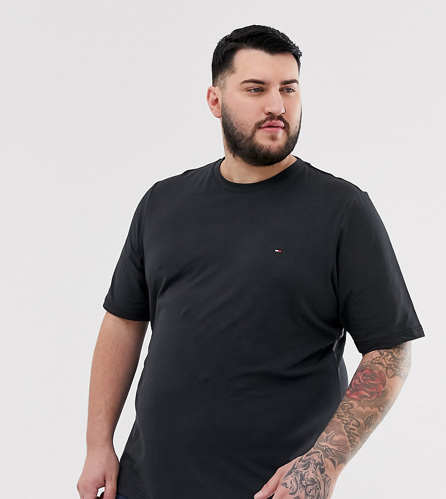 Tommy Hilfiger Big & Tall - T-shirt slim nera con logo iconico-Nero
