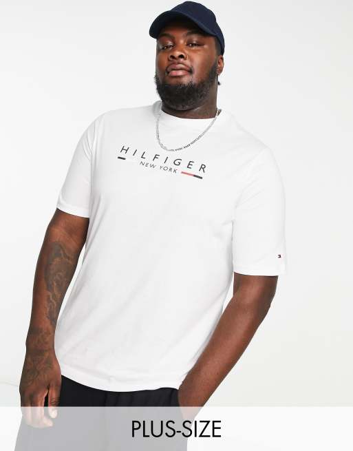 Tommy Hilfiger – Big & Tall – Weißes T-Shirt mit NY-Logo