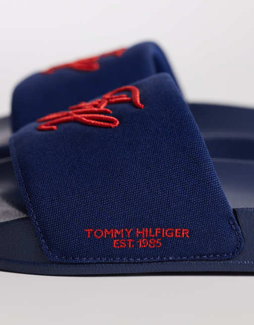 Tommy Hilfiger – Blå badtofflor med broderi, 2 av 4