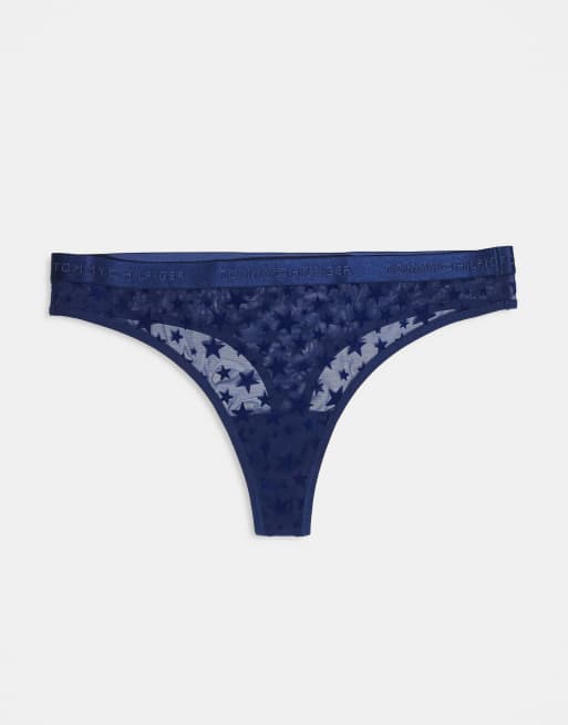 Tommy Hilfiger - Blå/lyserød/rød G-streng i mesh med stjerneprint i pakke med 3 stk, 3 af 3