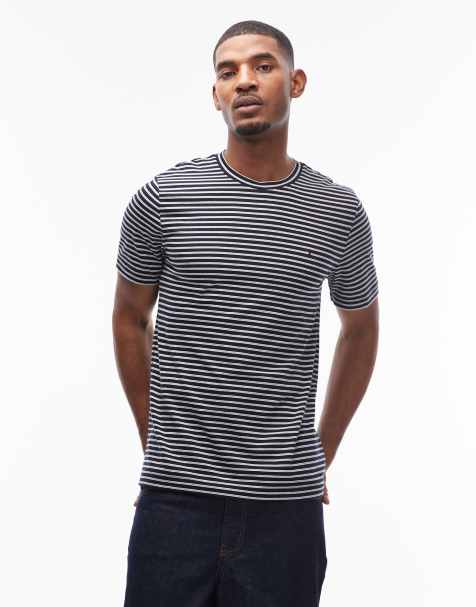 Tommy Hilfiger - Blå- og hvidstribet T-shirt med flaglogo på brystet - view 1