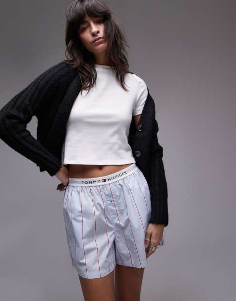 Tommy Hilfiger - Blå og stribede boksershorts i poplin - view 1