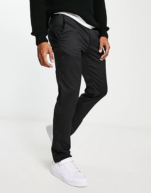 Tommy Hilfiger bleecker chino trousers in black | ASOS