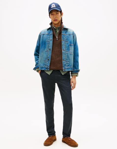 Tommy Hilfiger Bleecker textured print slim trousers in dark blue - view 1