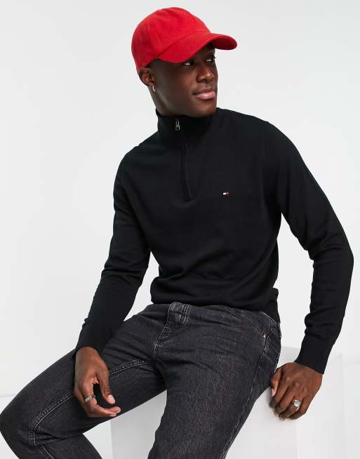 Tommy hilfiger zipped on sale mock neck jumper