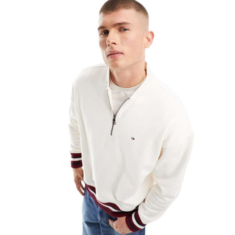 Tommy Hilfiger bold sweatshirt white ancient | in stripe ASOS global half zip