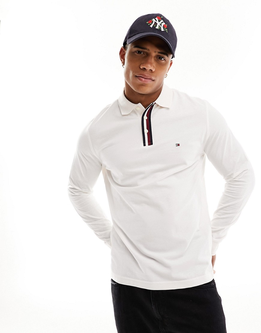 Tommy Hilfiger bold gs long sleeve regular polo in ancient white