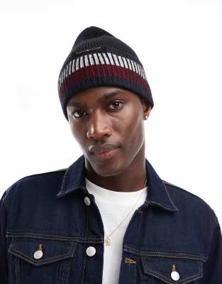 Tommy Hilfiger - Bonnet en maille à rayures - Noir