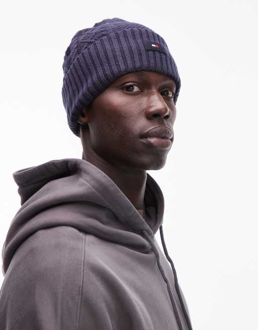 Tommy Hilfiger - Bonnet en maille avec logo - Bleu, 3 de 3