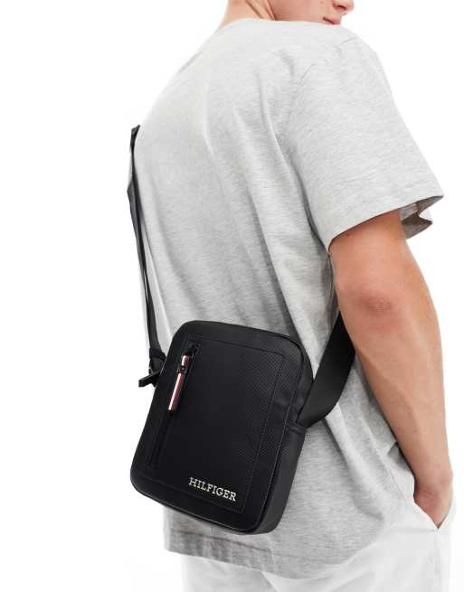 Tommy Hilfiger - Borsa reporter mini in piqué nera