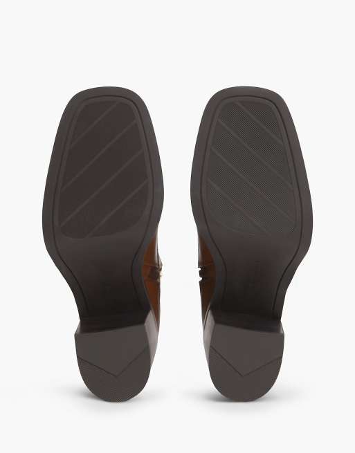 Tommy Hilfiger bottes à lacets en cuir à bout carré marron, 5 de 7