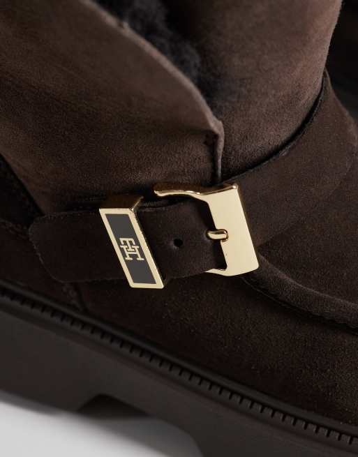 Tommy Hilfiger bottes de neige Lenie en peau retournée avec boucles marron, 3 de 4