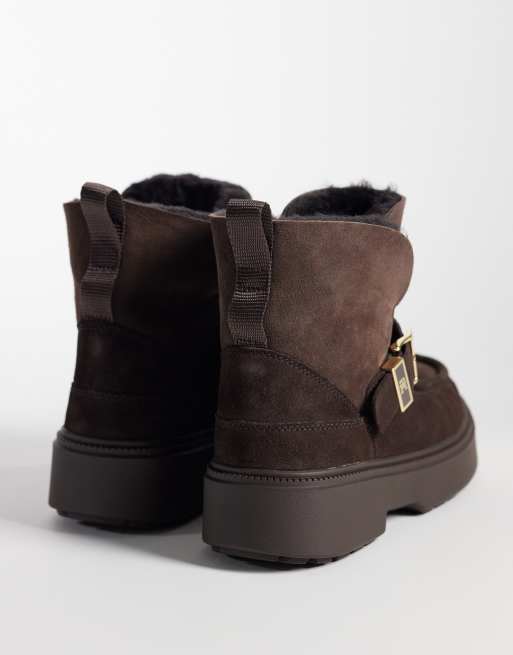 Tommy Hilfiger bottes de neige Lenie en peau retournée avec boucles marron, 4 de 4