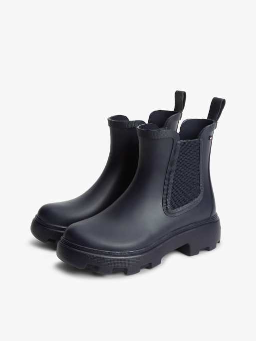 Tommy Hilfiger bottes de pluie à drapeau caoutchouté en bleu foncé, 2 de 4