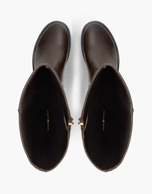Tommy Hilfiger bottes d’équitation en cuir à finitions dorées, marron foncé, 3 de 7