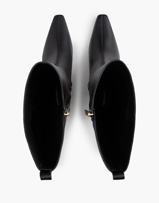 Tommy Hilfiger bottes hautes en cuir à petit talon noir, 3 de 7
