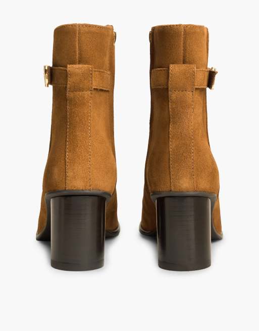 Tommy Hilfiger bottines à talon carré avec bride à boucle en daim marron, 4 de 7