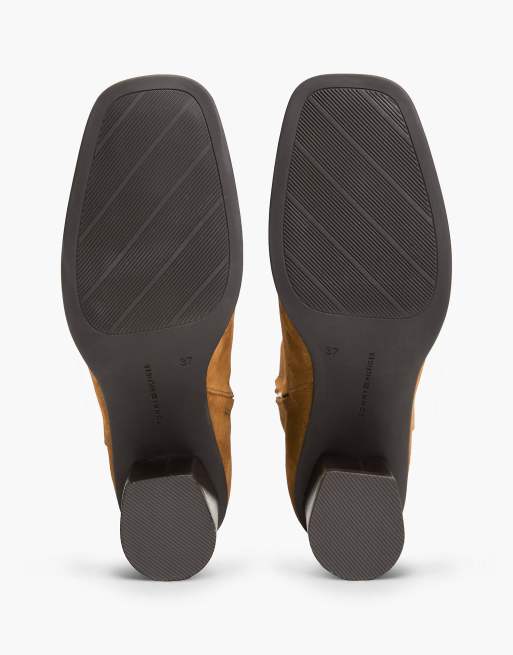 Tommy Hilfiger bottines à talon carré avec bride à boucle en daim marron, 5 de 7