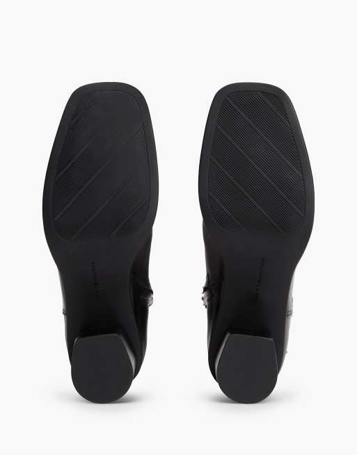 Tommy Hilfiger bottines à talon carré en cuir noir avec bride à boucle, 5 de 7