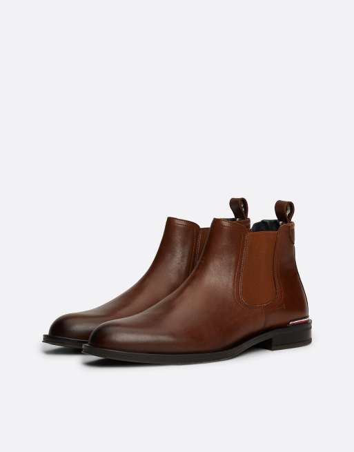 Tommy Hilfiger - Bottines chelsea en cuir avec bande signature - Marron rouge, 2 de 4