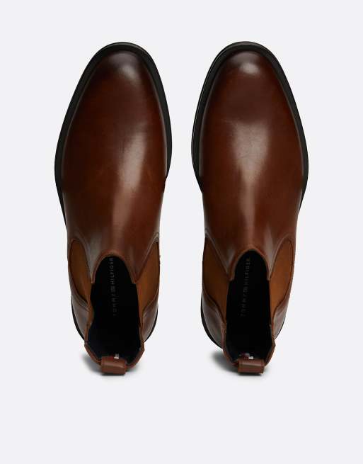 Tommy Hilfiger - Bottines chelsea en cuir avec bande signature - Marron rouge, 3 de 4