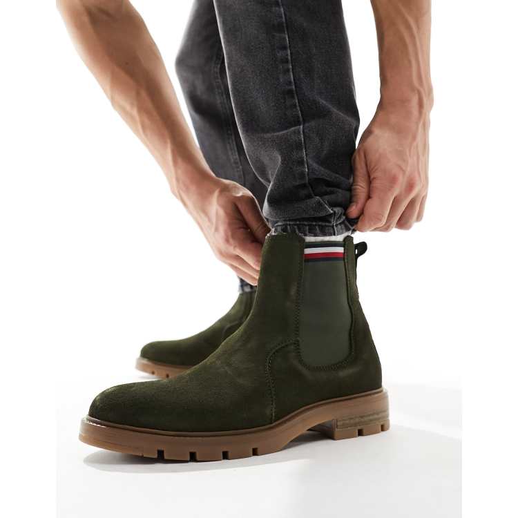 Tommy Hilfiger Bottines Chelsea en daim Vert militaire ASOS