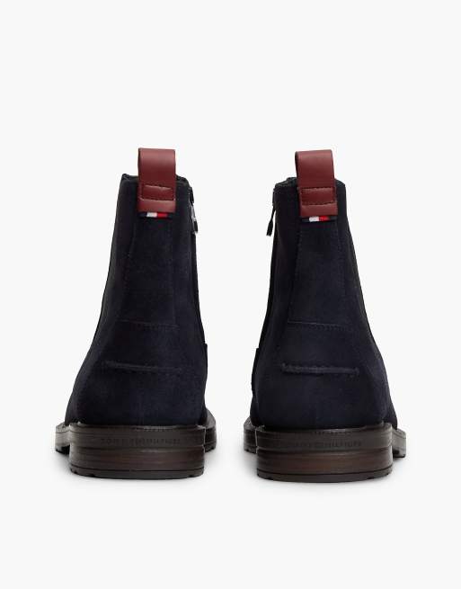 Tommy Hilfiger bottines Chelsea zippées à semelle crantée en bleu foncé, 4 de 7