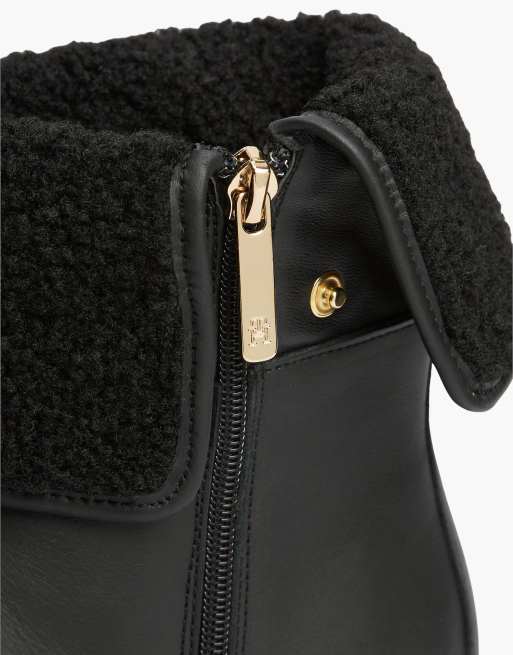 Tommy Hilfiger bottines chunky en cuir noir à col rabattu en peau retournée, 6 de 7