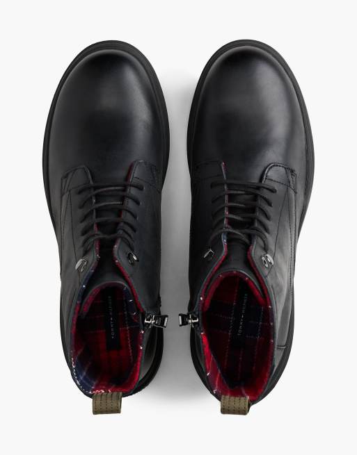 Tommy Hilfiger bottines montantes outdoor en cuir doublées chaudes noires, 3 de 7
