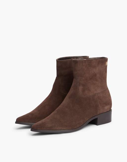 Tommy Hilfiger bottines zippées en daim marron foncé, 2 de 7