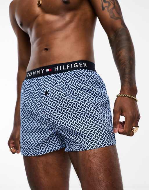 Tommy Hilfiger - Boxer à logo sur la taille - Bleu à carreaux