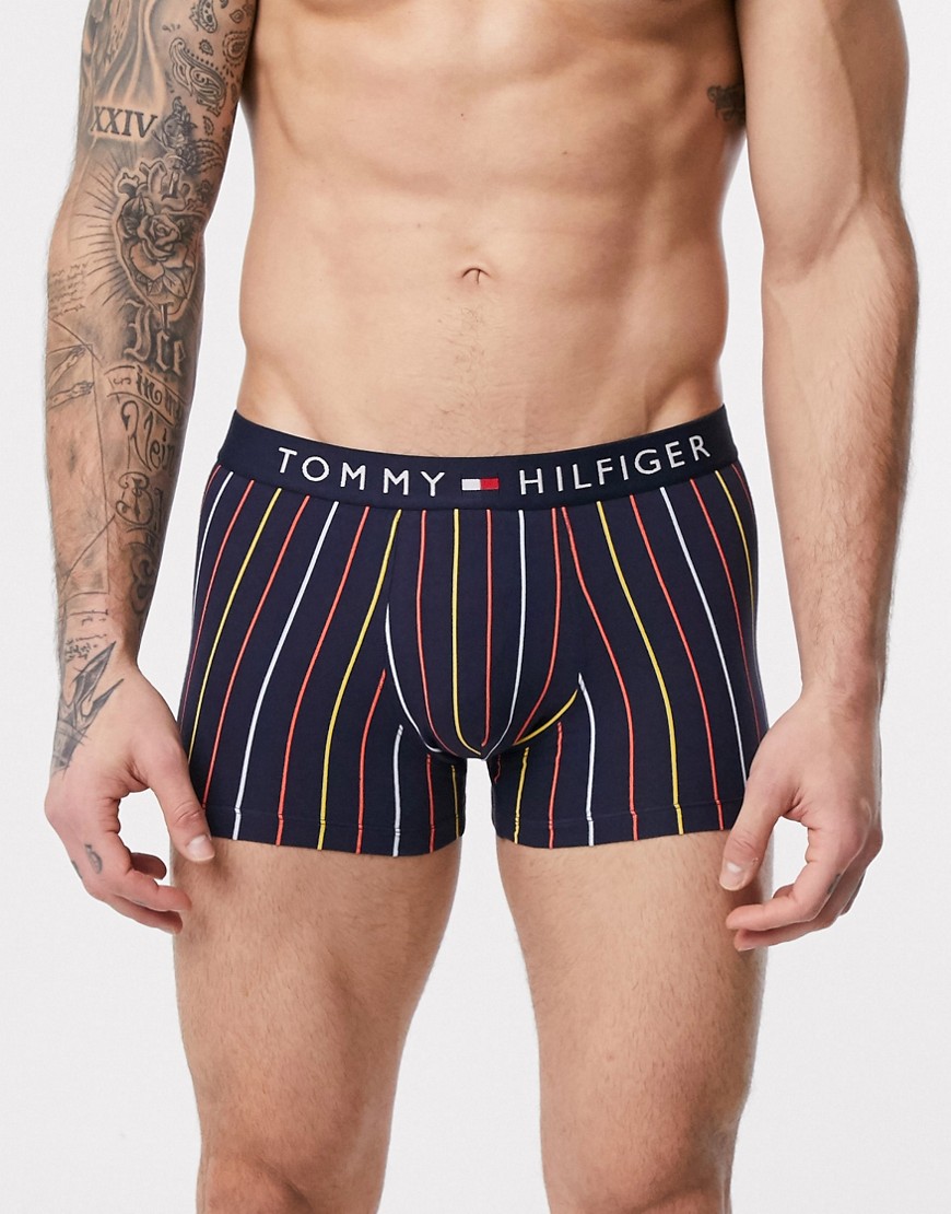 Tommy Hilfiger - Boxer aderenti a righe con bordo con bandiera multi-Multicolore