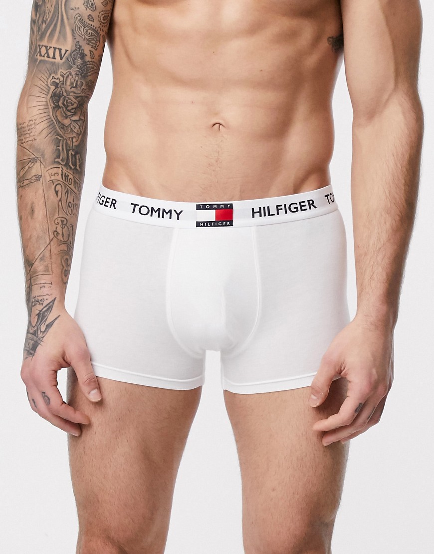 Tommy Hilfiger - Boxer aderenti bianchi con elastico in vita con bandiera-Bianco
