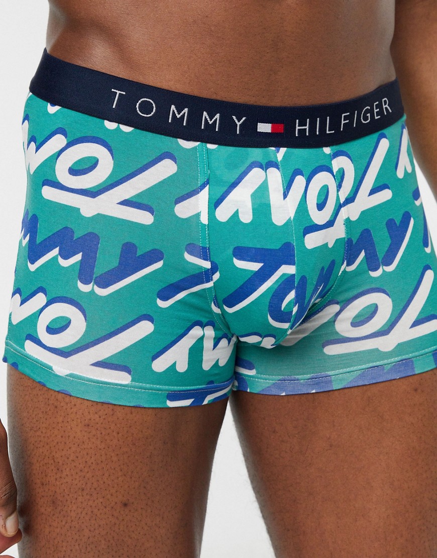 Tommy Hilfiger - Boxer aderenti con scritta vistosa-Verde
