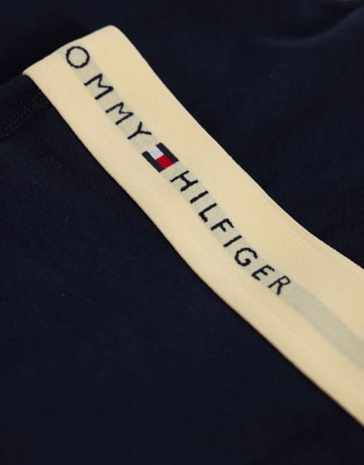Tommy Hilfiger boxer aderenti in cotone, confezione da 3, navy con elastico in vita blu/beige, 2 di 3