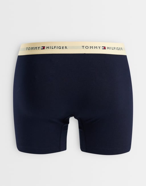 Tommy Hilfiger boxer aderenti in cotone, confezione da 3, navy con elastico in vita blu/beige, 3 di 3
