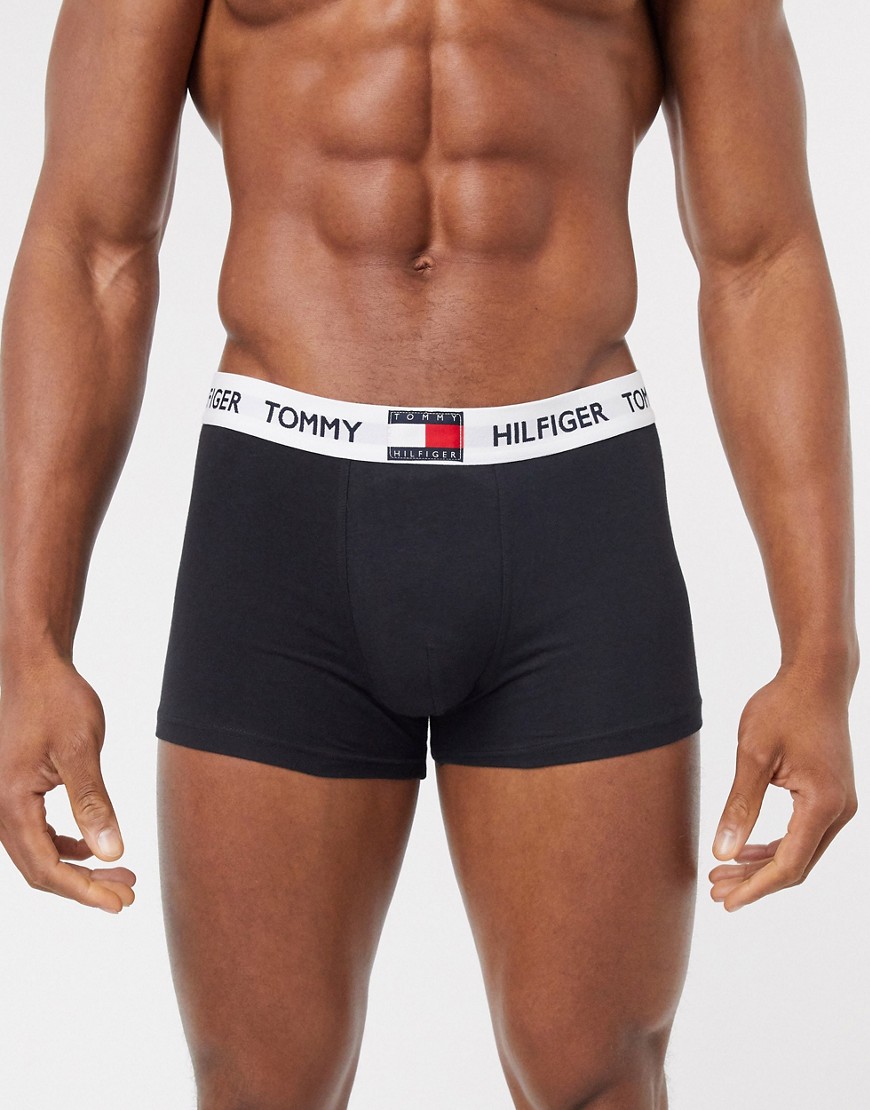 Tommy Hilfiger - Boxer aderenti neri con elastico in vita con bandiera-Nero