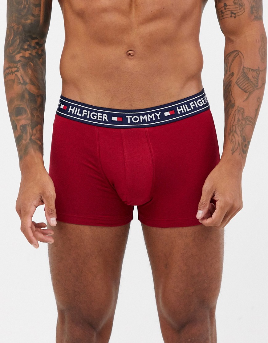 Tommy Hilfiger - Boxer aderenti rossi con logo authentic sull'elastico in vita-Rosso