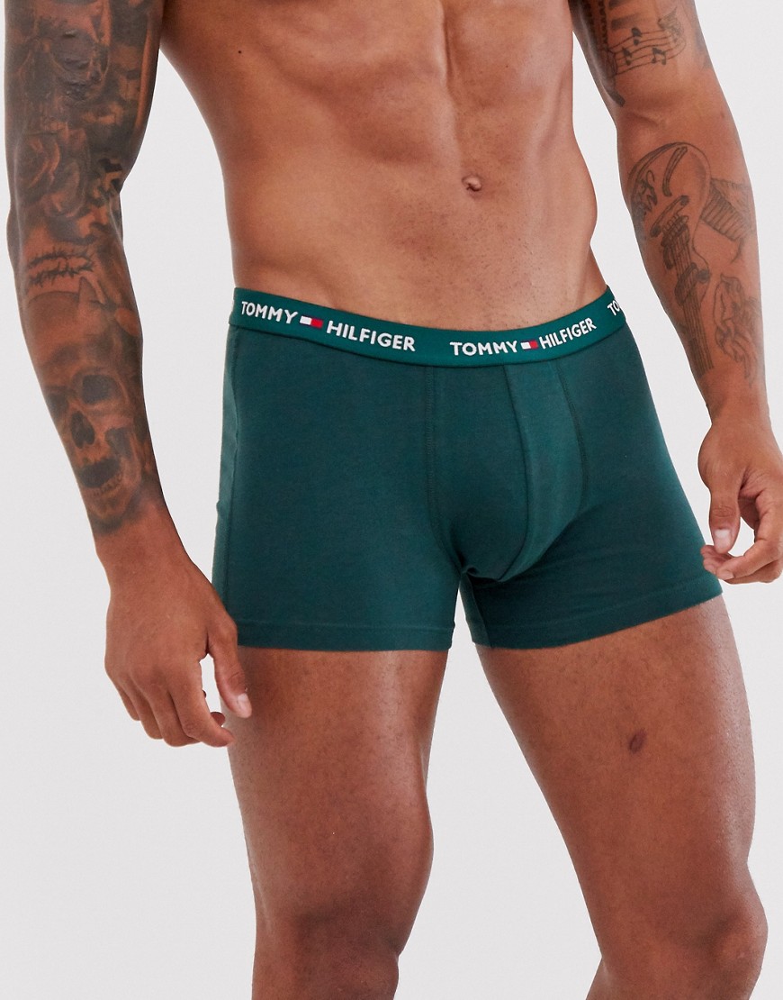 Tommy Hilfiger - Boxer aderenti verdi con fascia in vita con logo autentico-Verde