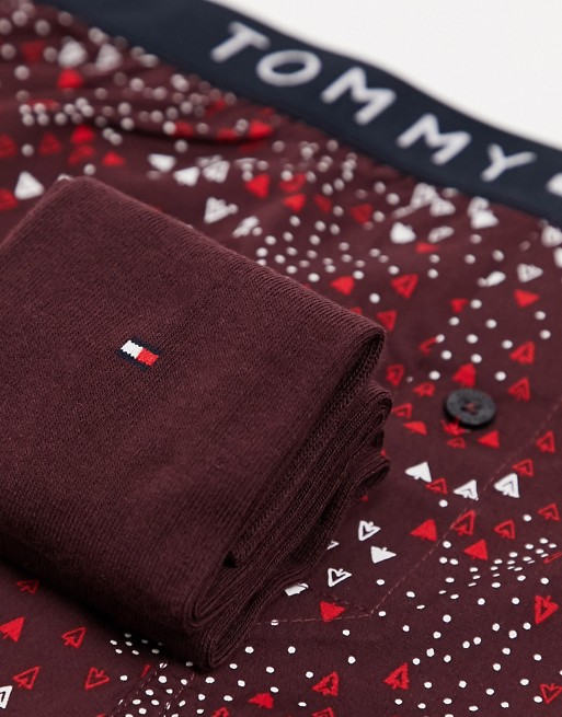 Tommy Hilfiger boxer and socks set in red with logo