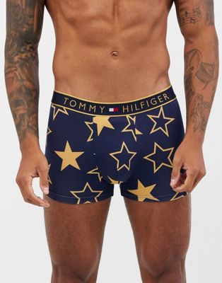 Tommy Hilfiger - Boxershort in marineblauw met gouden sterren en gouden logo op de tailleband