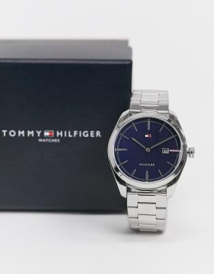 tommy hilfiger silver and blue watch