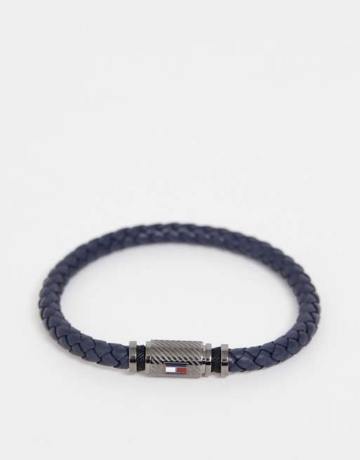 Tommy Hilfiger braided bracelet in navy & gunmetal