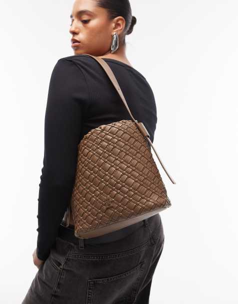 Tommy Hilfiger braided shoulder bucket bag in brown - view 1