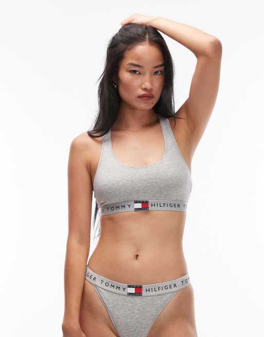 Tommy Hilfiger - Brassière grigio chiaro mélange vintage con dorso a vogatore