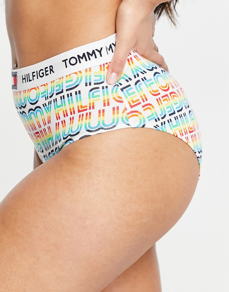 Tommy Hilfiger brazlian briefs in white with rainbow print