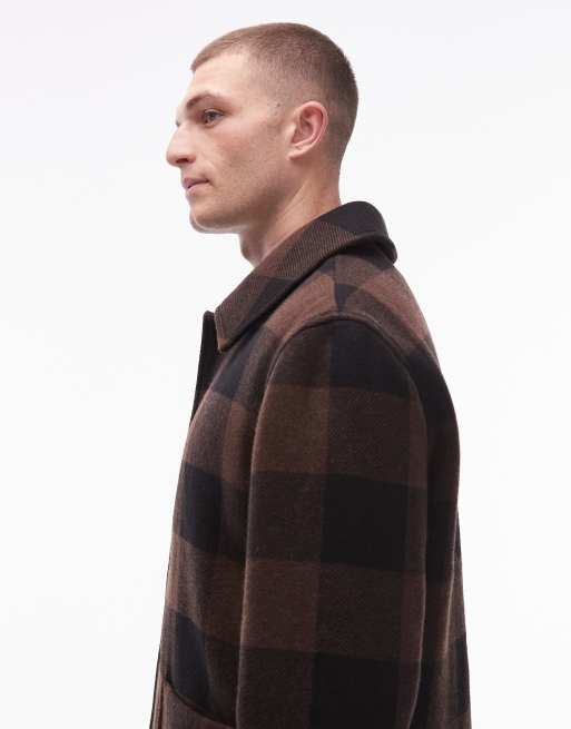 Tommy Hilfiger – Brązowa krótka kurtka wełniana w kratę, 4 z 5